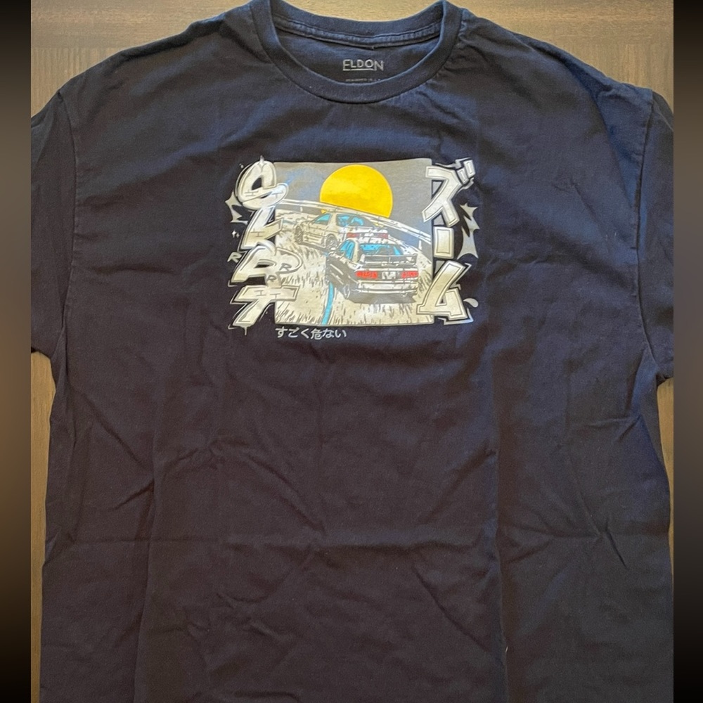 Japanese Black Short Sleeve Graphic T-Shirt Men's Size Extra Large